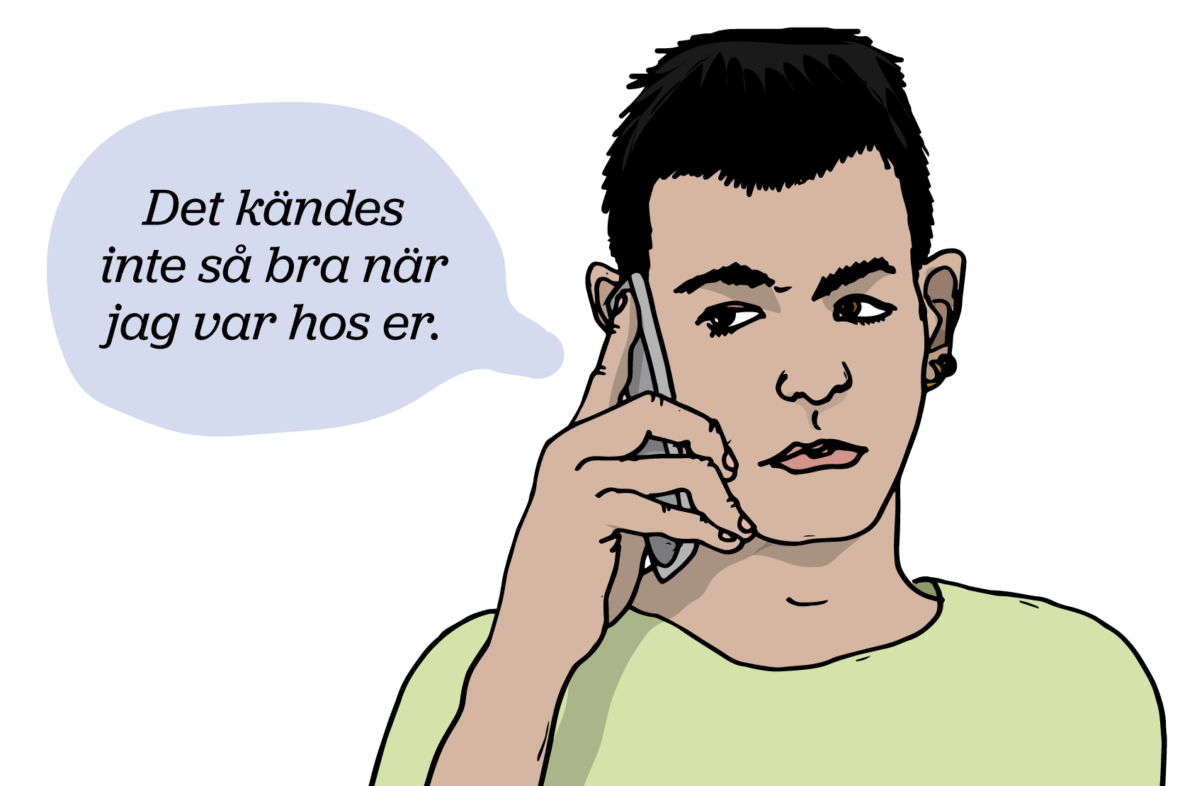 Person som pratar i telefon och säger 